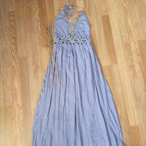 Lavender purple crochet halter maxi dress